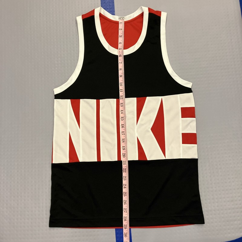 Nike DRI-FIT Mens Small Running Jersey Tank Top Red Black White Spell Out Muscle gallery