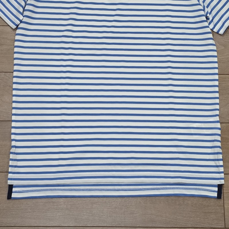 $110 RLX Ralph Lauren Mens Small Golf Performance Polo Shirt White Blue Striped gallery