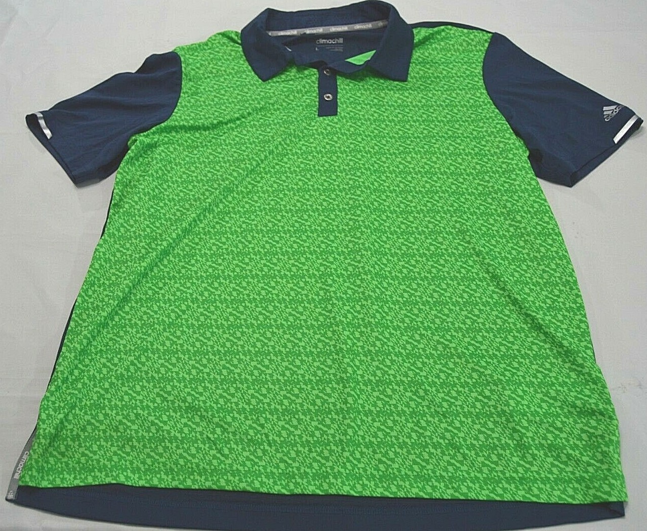 Adidas Climachill Men's Performance Golf Polo Shirt Short Sleeve Green Blue L gallery