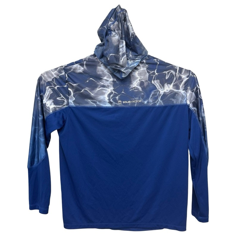 Habit Mens Hooded Performance Layer Long Sleeve Shirt Blue Size Large Beach Fish gallery