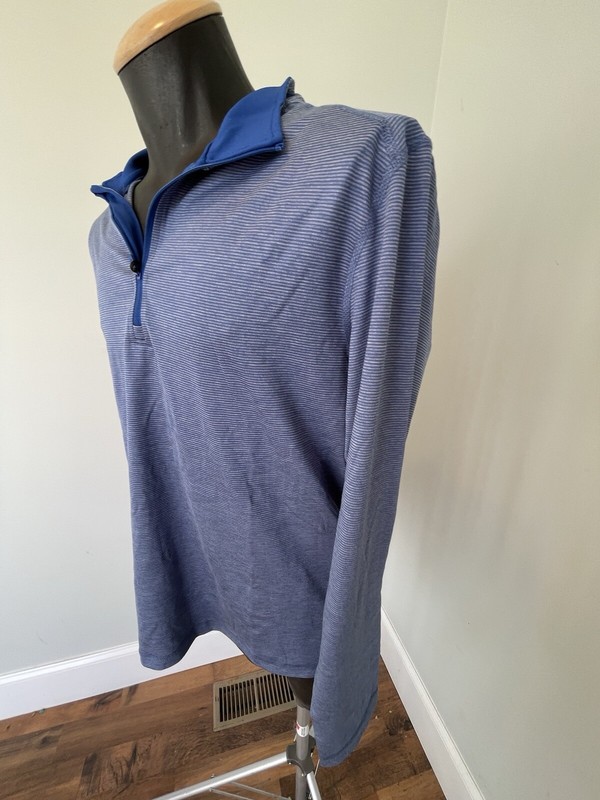 Maelreg Performance Pullover Shirt Jacket Stretch Golf Blue Striped Men’s Sz Med gallery