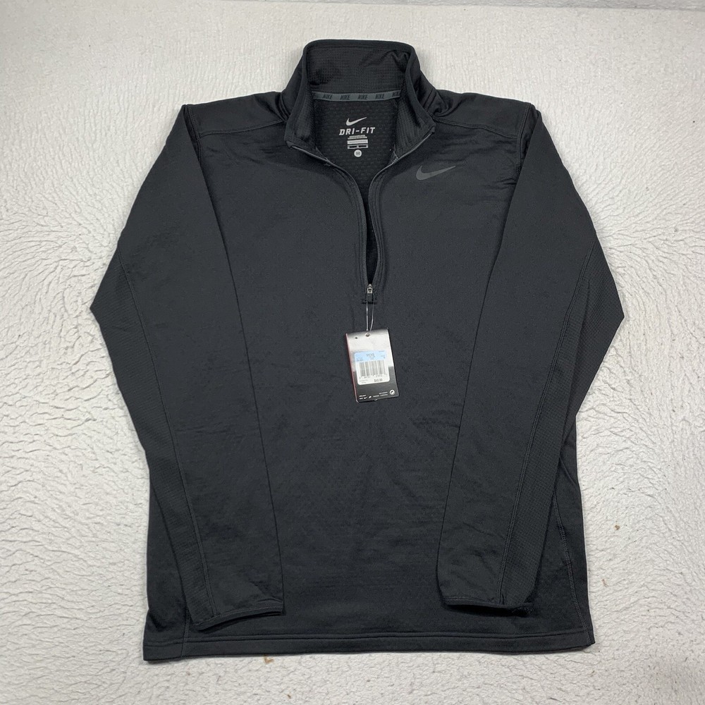 Nike Shirt Training 1/4 Zip Mens Medium Dry Fit Black 543223-010 Long Sleeve