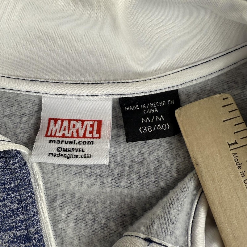 Marvel Captain America Shield Pullover Mens Medium Blue Quarter Zip Heathered gallery