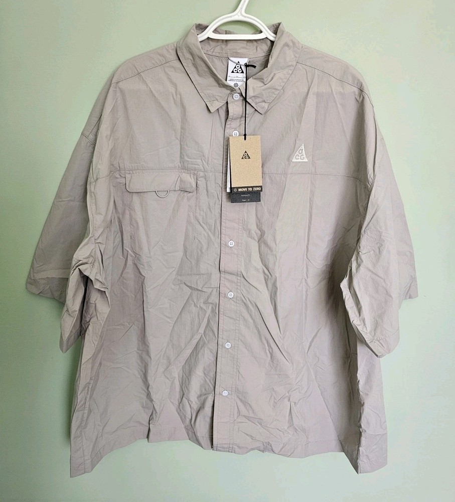 Nike ACG Orb Weaver UV Repel Short Sleeve Grey Men's Shirt Sz L-Tall HJ2883-009