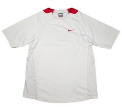 Vintage Nike Shirt Mens Large Red White Mini Swoosh Soccer Jersey 90s Y2K