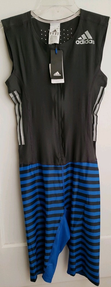 Adidas Wrestling Singlet Bib Suit Men's S OR L Cycling Tri? Blue Black Gray NWT