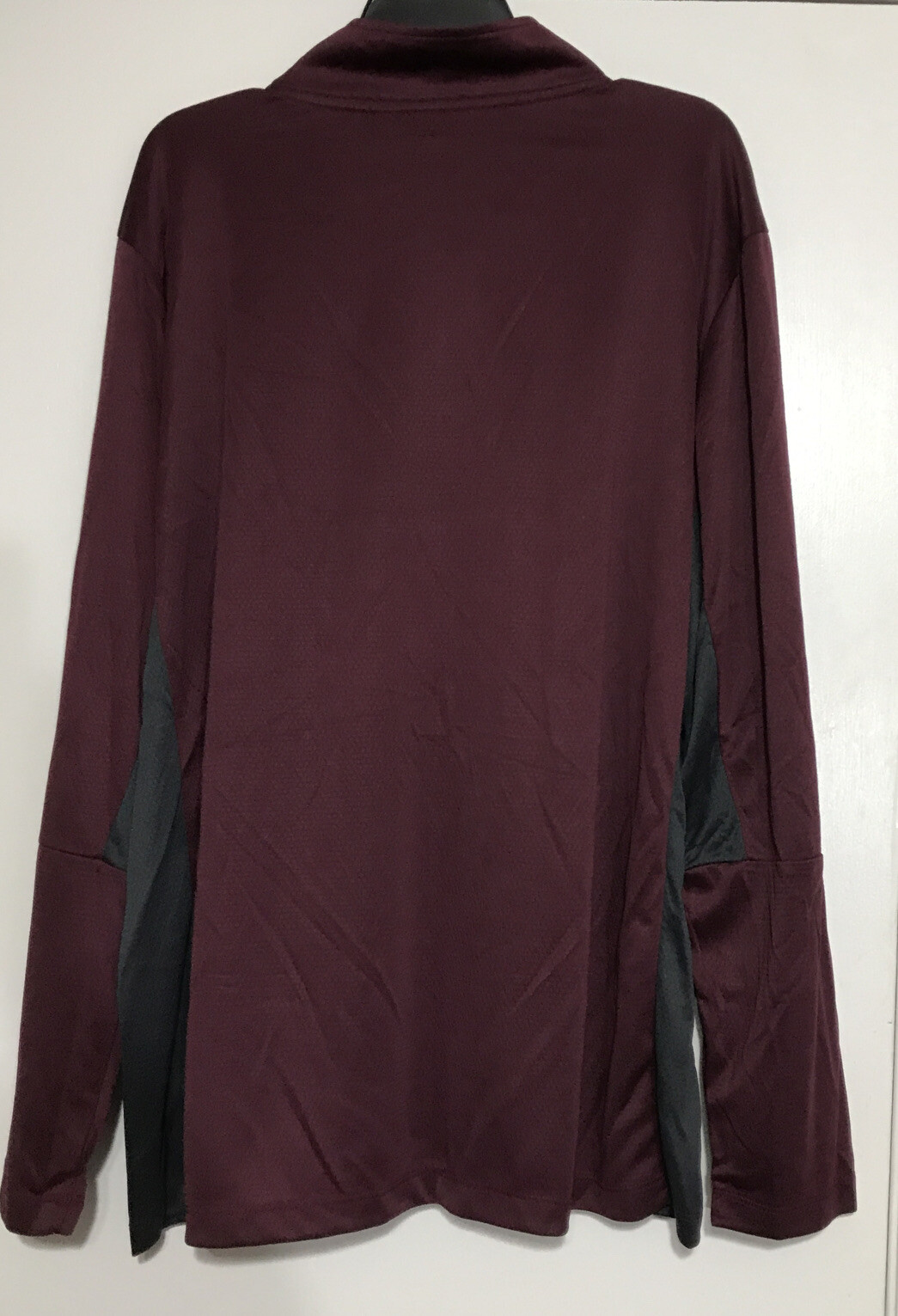 NWT Reebok 2XL Mens Pullover Shirt Burgundy Heather Quarter Zip Long Sleeve gallery