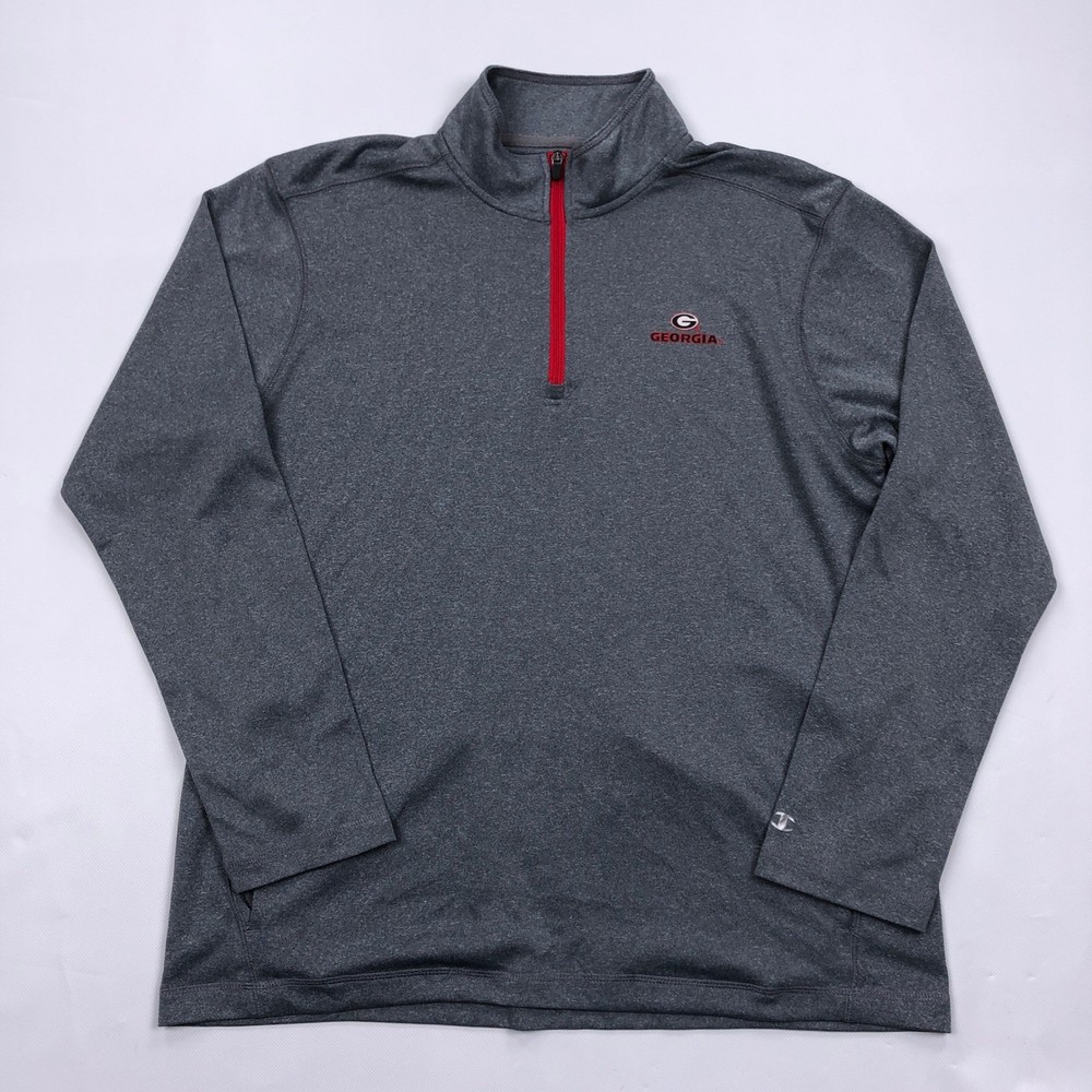 Champion Georgia Bulldogs Mens Large 1/4 Zip Pullover Gray Heather Performance