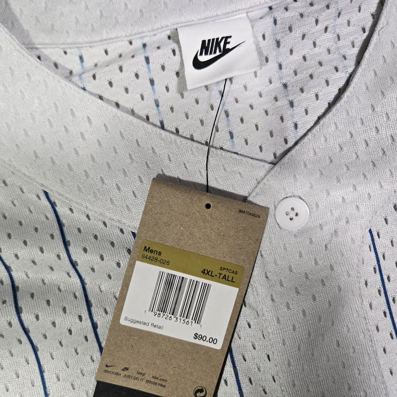 Nike Sportswear Club Mens 4XLT Baseball Jersey White Blue II4428-026 4XL Tall gallery