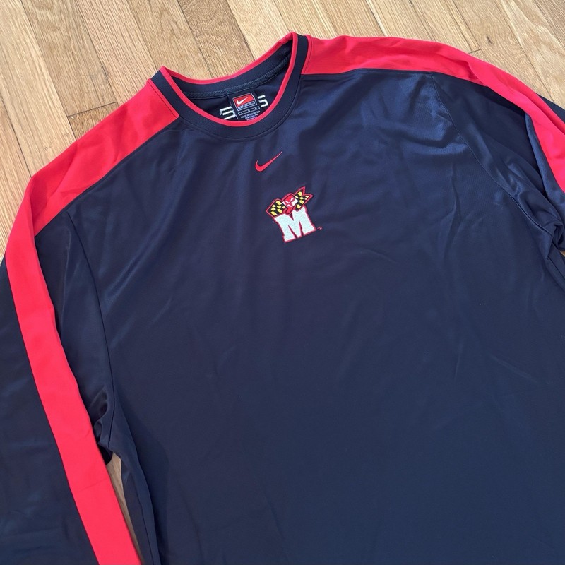 Vintage Nike Elite University of Maryland Long Sleeve Shirt L Y2K Center Swoosh gallery