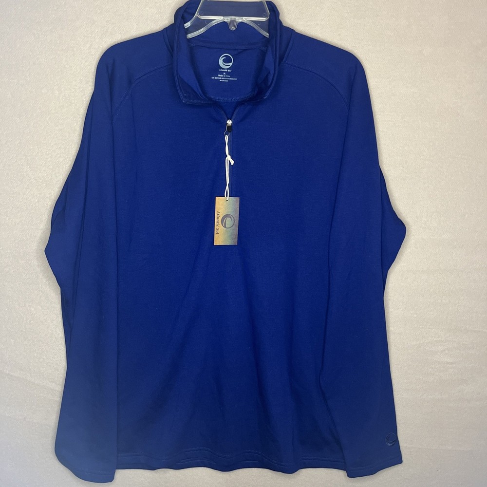 NWT Men’s Atlantic Sol Performance Blue 1/4 Zip Pullover Shirt Size XL ($98)