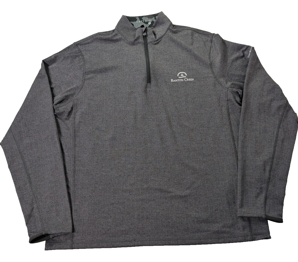 Greyson Herringbone 1/4 Zip Golf Performance Pullover LARGE Gray Stretch Resort gallery