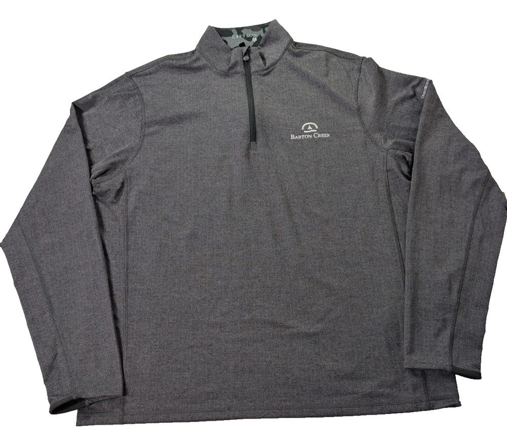 Greyson Herringbone 1/4 Zip Golf Performance Pullover LARGE Gray Stretch Resort