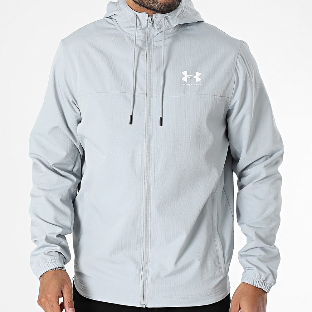Under Armour 1390149 Rival Men's Hooded Windbreaker Jacket Small Grey
