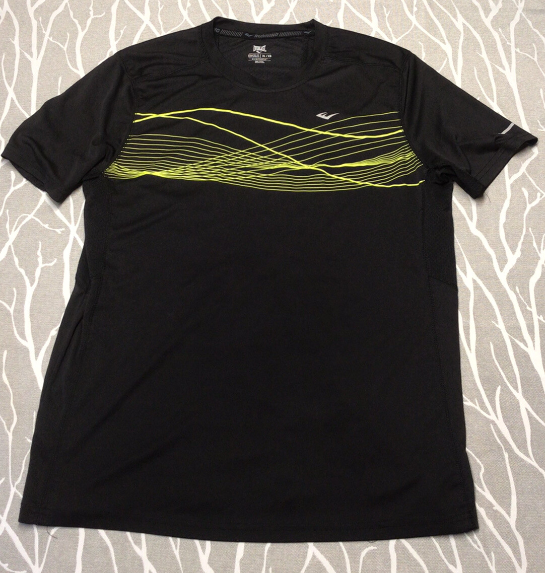 Everlast Athletic Fit EverDri XL Tee Shirt Black With Yellow Logo gallery