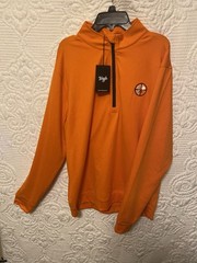 Waggle Quarter Zip Golf Top: Men’s Orange Quarter Zip Size Large