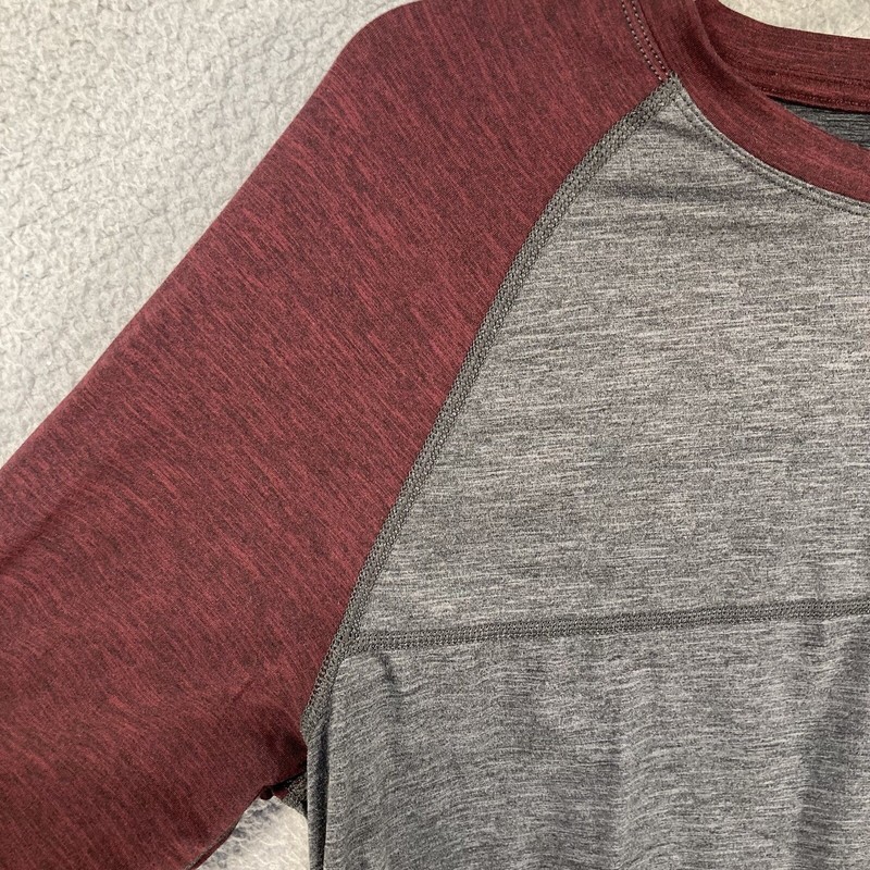 American Eagle Active T-Shirt Mens Medium Grey Burgundy Raglan Extreme Flex gallery