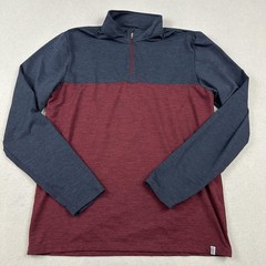 Marine Layer Sweater Men Large Blue Red 1/4 Zip Weekend Sport Long Sleeve Top L