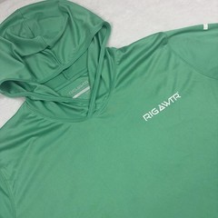 RIGAWTR Long Sleeve T-Shirt Men XL Green Hooded Moisture Wicking UPF 50