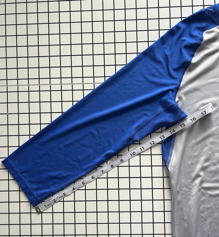 Nike Pro Cool Raglan 3/4 Sleeve MLB Baseball Tee Shirt Men’s Medium Grey/Blue gallery