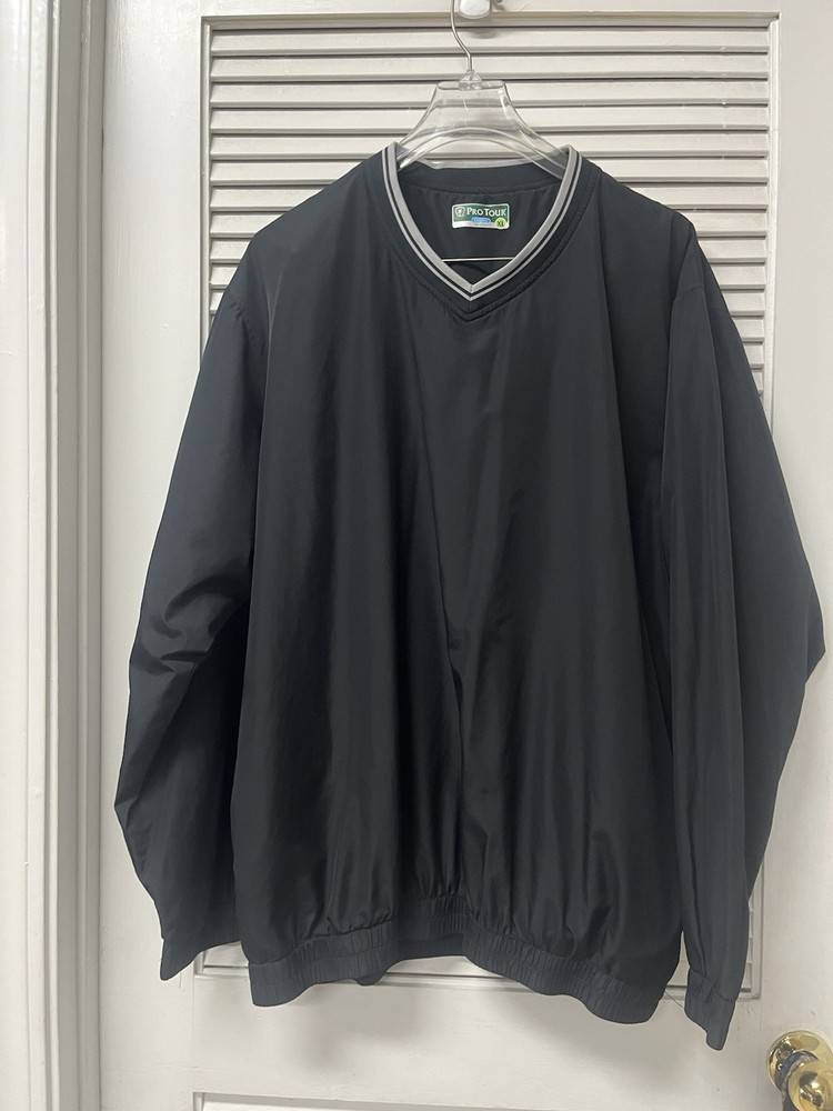 Pro Tour Cool Play Men’s XL Windbreaker Pullover Top Long Sleeve V-Neck Lined