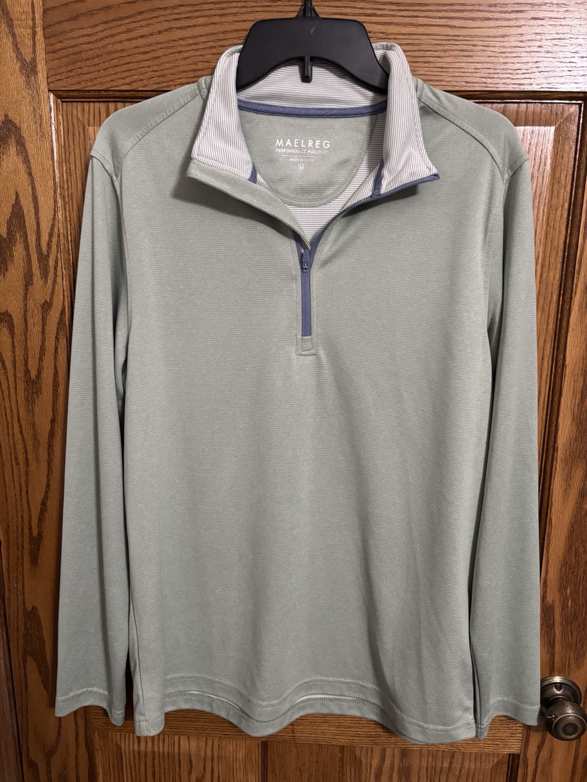 Maelreg Men's Performance 1/4 Zip Pullover Golf Long Sleeve, Light Green Size M gallery