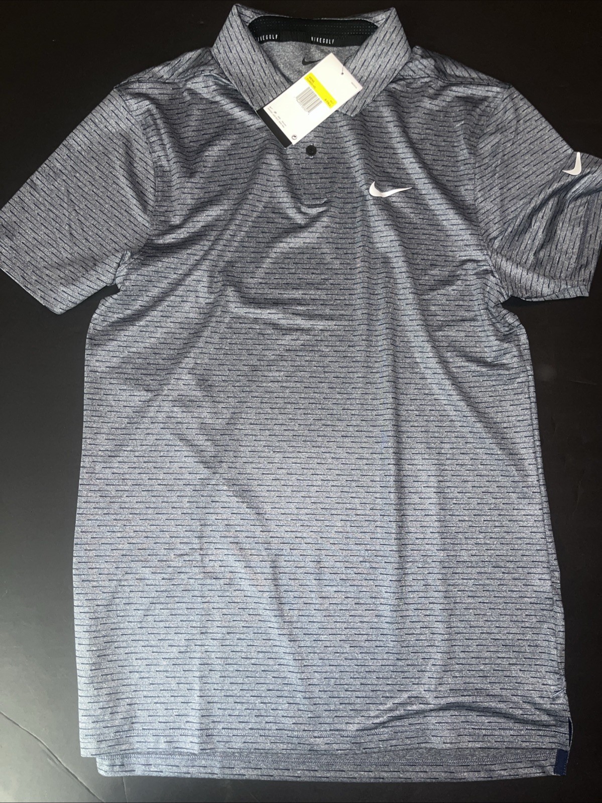 Nike Men’s Dri-Fit Vapor Striped Golf Polo Shirt CU9800-451 Obsidian Small/Tall gallery
