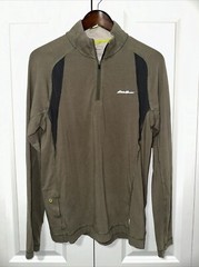 Eddie Bauer Active FreeDry Lightweight Quarterzip Longsleeve M Green