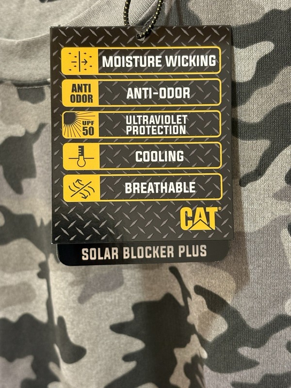 CAT Solar Blocker Plus Men's Camouflage T-Shirt Gray Black L Short Sleeve gallery