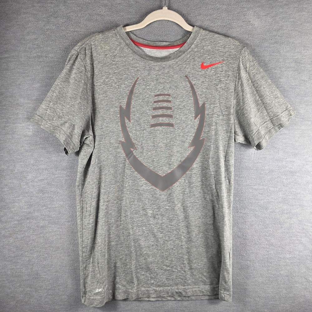 Nike Dri-FIT Shirt Mens S Gray Football Graphic Short Sleeve Athletic 639857-063