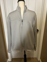 Mens PGA Tour 1/4 Zip Pullover Shirt M Fleece Lined Grey Long Slv Pockets Soft