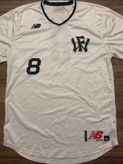 New Balance Team Issue Men’s M White Baseball V-Neck Mesh Jersey #8