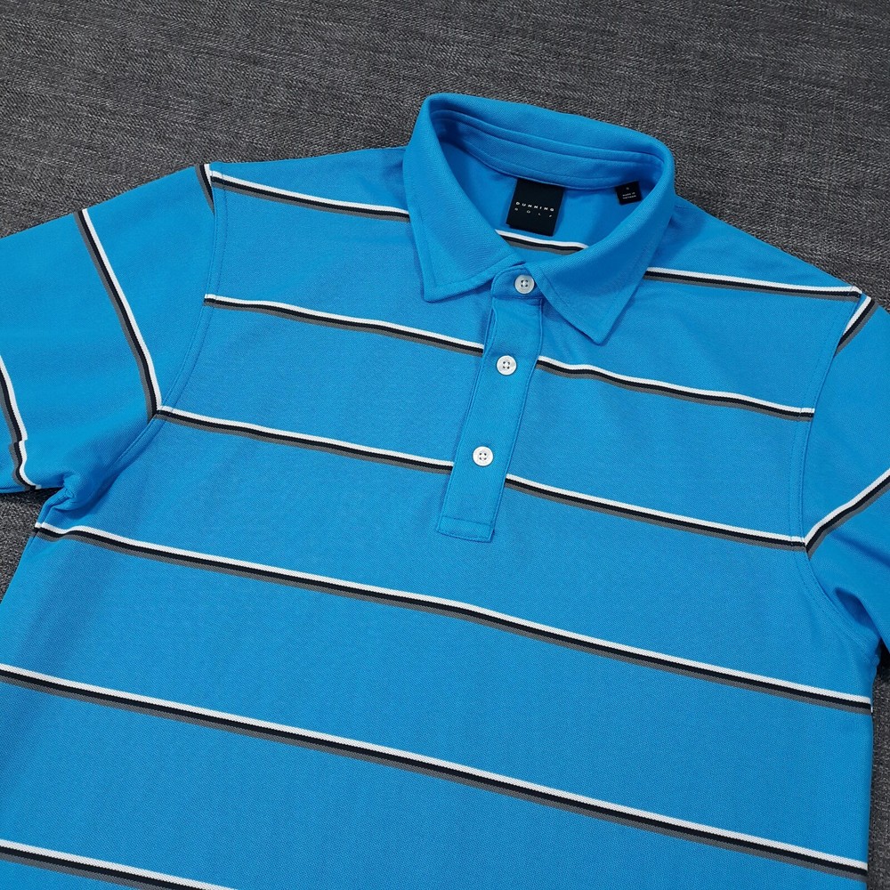 Dunning Polo Shirt Mens Size Small Blue Activewear Golf Performance Striped