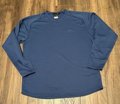 Nike Dri Fit Mens Running Shirt Large Long Sleeve Therma Sphere Blue. L Waffle