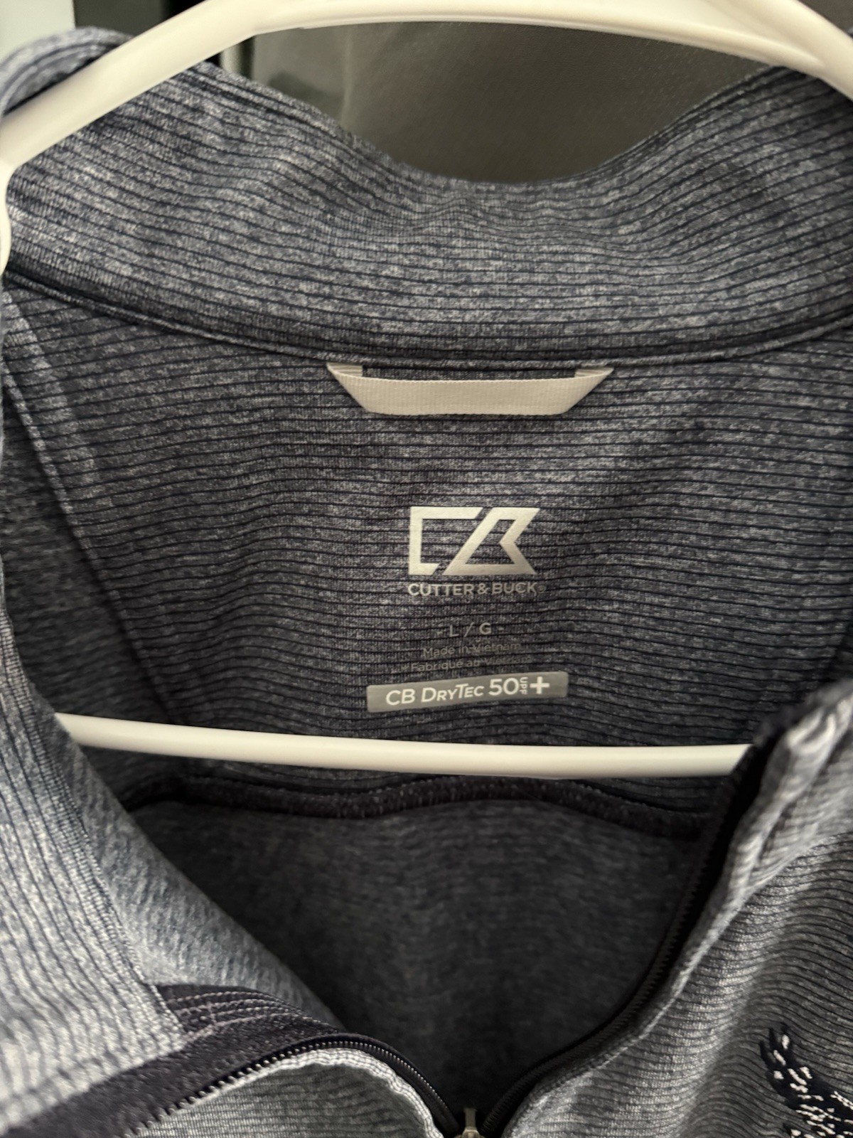 Auburn Cutter & Buck CB DryTec 50+ Men’s 1/4 Zip Mock Neck Vest Heather Gray L gallery