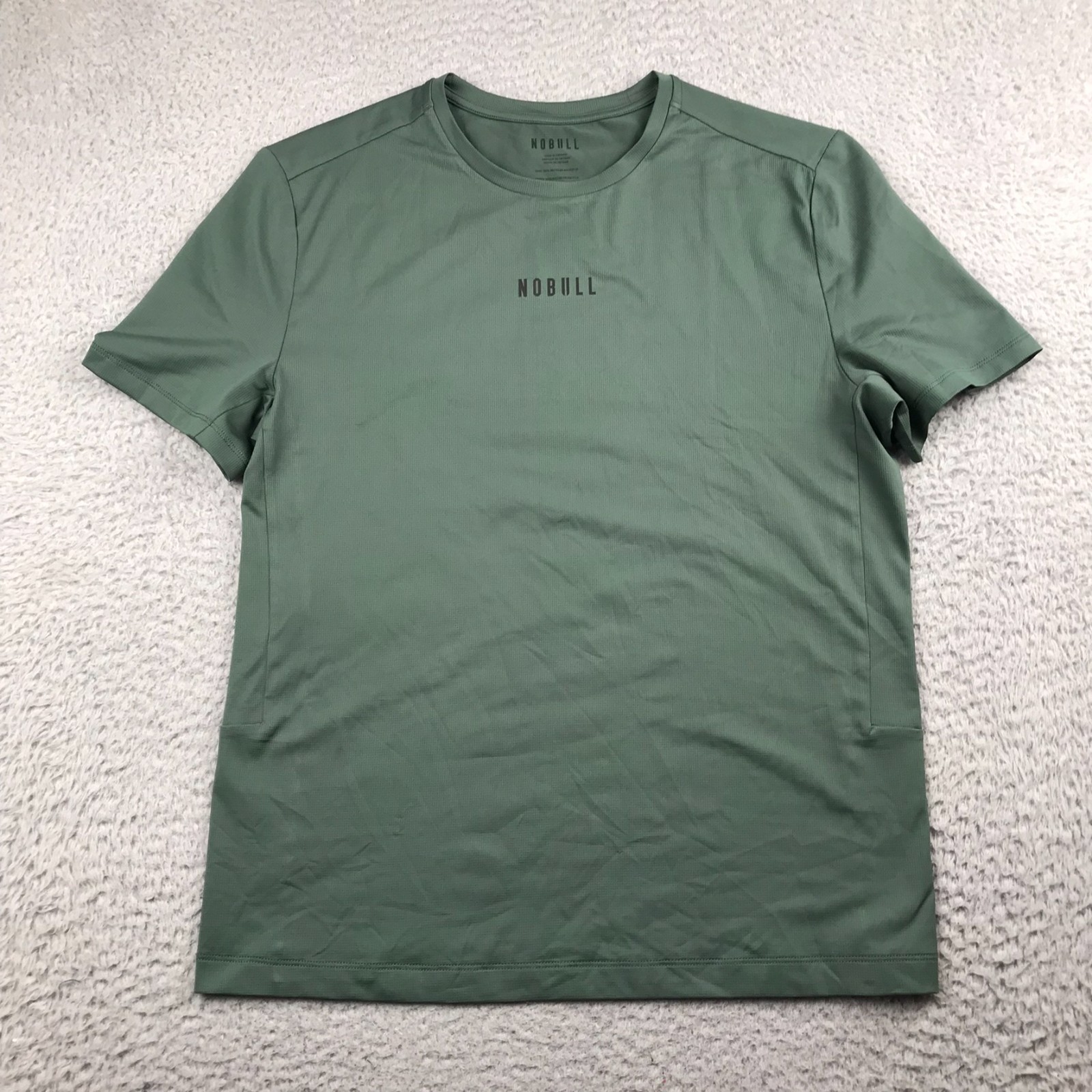NOBULL Deltapeak Synthetic Textured Tech Tee Shirt Mens M Balsam Green gallery