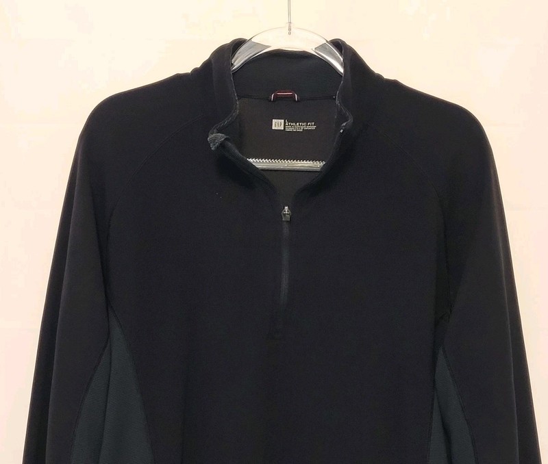 Gap Y2K Black Nylon Knit 1/4 Zip Long Sleeve Pullover Athletic Fit Men's Large gallery