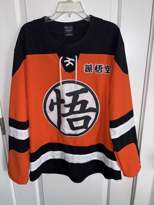 EUC MENS L LG BOX LUNCH DRAGON BALL Z SON GOKU #59 HOCKEY JERSEY TOP ANIME SEWN gallery
