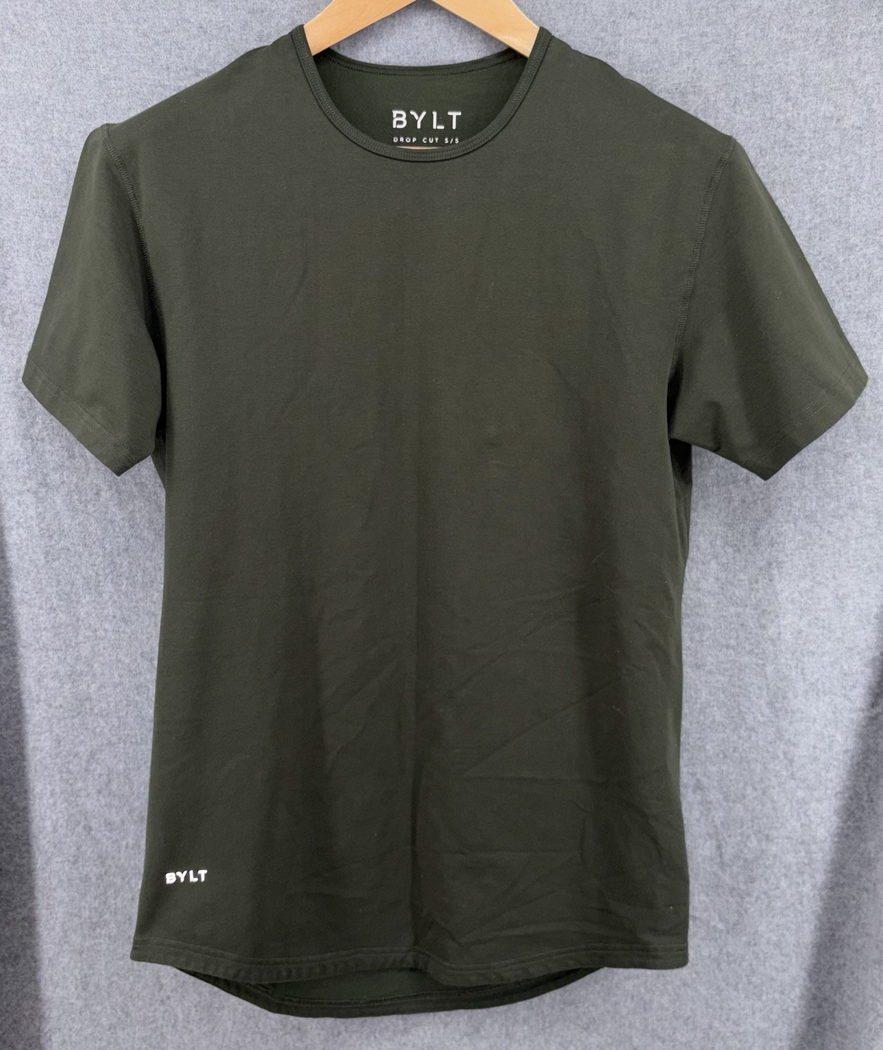BYLT Shirt Drop Cut Premium Basics Performance T-Shirt Mens Army Green Small gallery