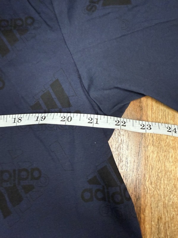 Adidas Blue Logo Pattern Print Gym Tee Men’s Size L 100% Cotton NWT gallery