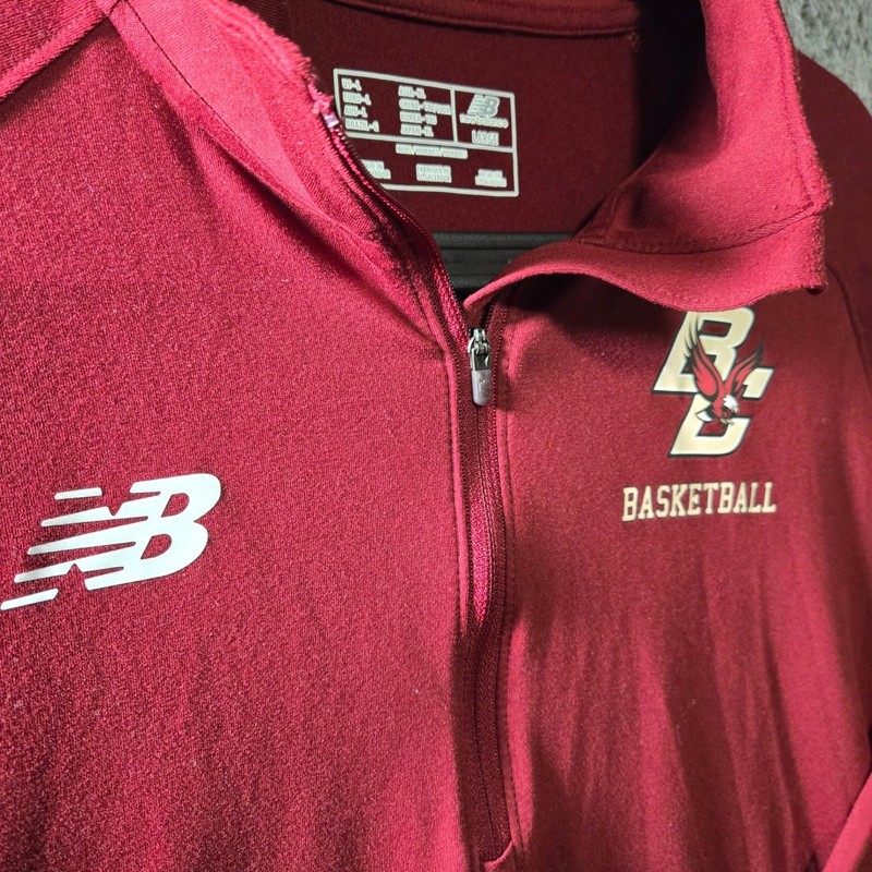 New Balance Boston College BC Basketball Quarter Zip Pullover Maroon Mens Large gallery