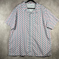 Columbia Super Slack Tide Camp Shirt Mens Big 3X White Bobber Fish Print Fishing