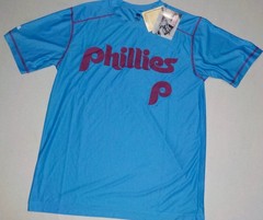 PHILADELPHIA PHILLIES S/S T SHIRT MEN’S M L XL 2X NWT POWDER BLUE POLYESTER