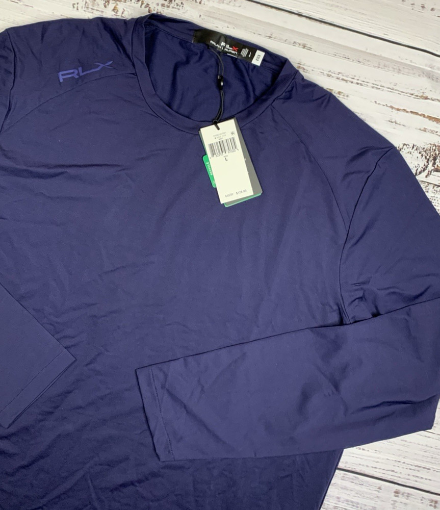 Ralph Lauren RLX Performance Long Sleeve Mesh Shirt (Navy Blue) Large Men NEW