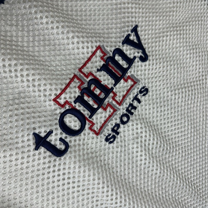 VTG 90s Tommy Sports Mesh Jersey Tank White/Blue Large Y2K Spellout gallery
