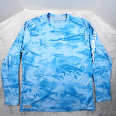 Under Armour Fish Pro Camo Long Sleeve Shirt Mens XL Blue Iso-Chill Fishing