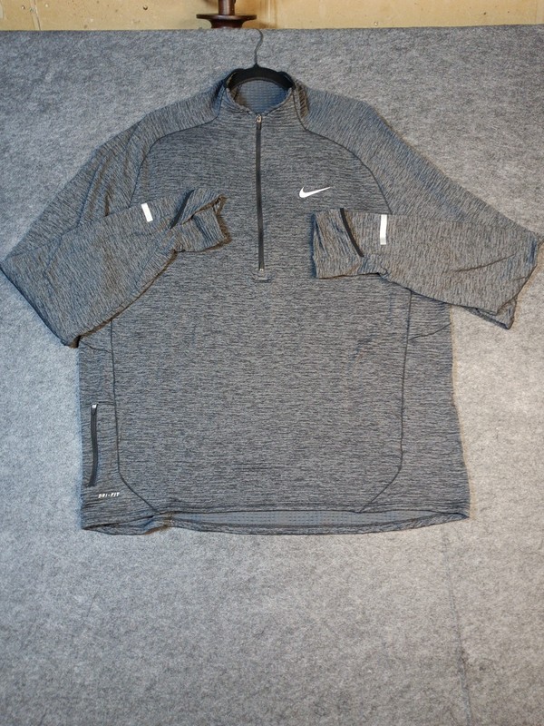 Nike Men’s Grey 1/4 Zip Pullover Size 2XL Dri-Fit With Waffle Lining gallery