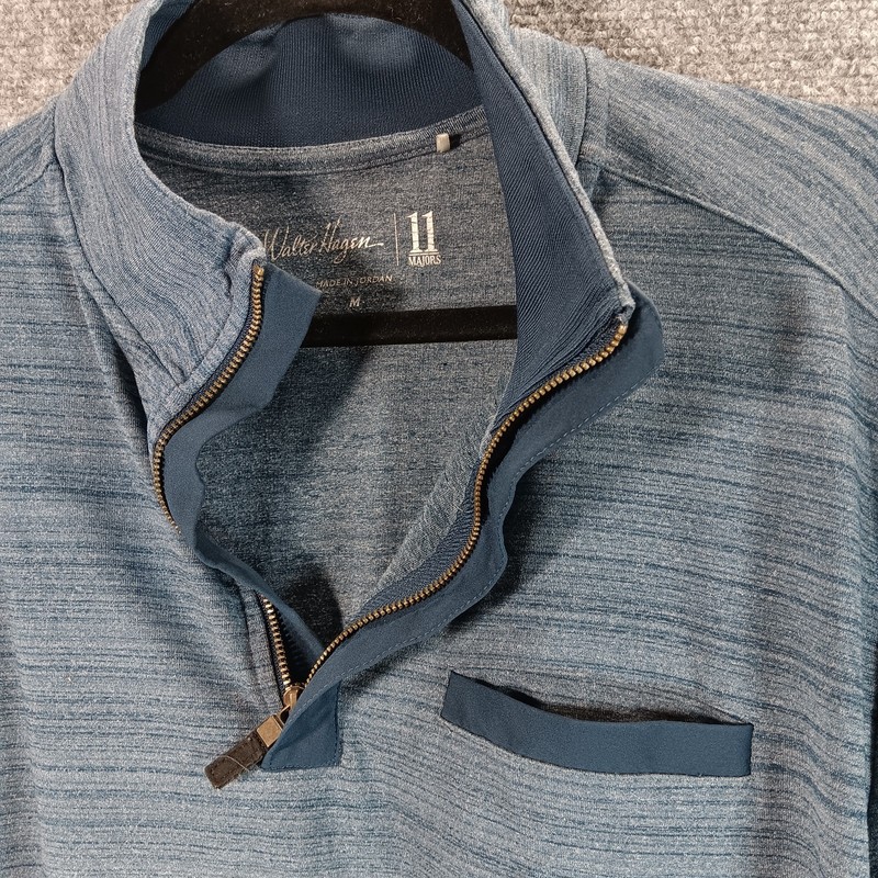 Walter Hagen Performance Quarter Zip 11 Majors Shirt Golf Medium Blue Knit Golf gallery