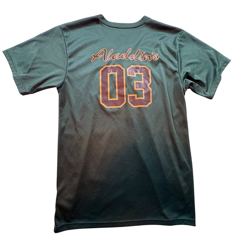 Alleson Athletic Hummus Hitters Baseball Jersey Mens Small Green Henley Shirt gallery