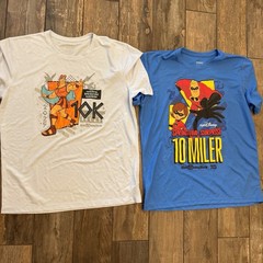 Run Disney 2025 10k 10 Miler Shirts Incredibles Hercules Adult sz L Lot 2 Brooks